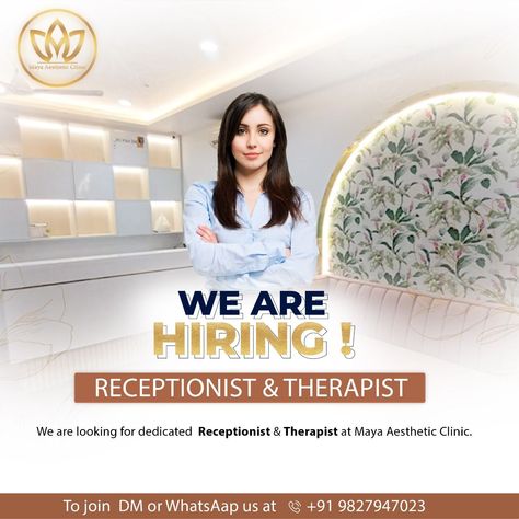 #jobopportunity #receptionist #Therapist #Hiring #MayaAestheticClinics #AestheticClinics #Raipur Maya Aesthetic, Job Opportunity, Aesthetic Clinic, In Aesthetic, We Are Hiring, Aesthetic Blue, Jobs Hiring, Job Opportunities