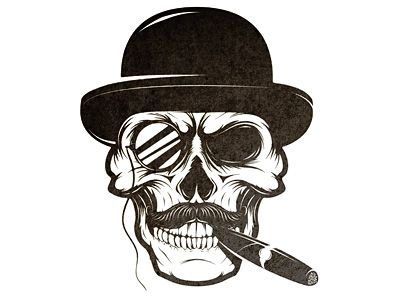 Skull With Cigar by Ivan Pirate Illustration, Art Tshirt Design, Chicano Style Tattoo, Shape Tattoo, Tattoo Templates, Graphic Arts Illustration, Skull Illustration, Vintage Skull, Skull Drawing