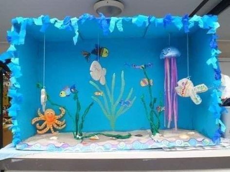 Aquatic Animals Craft, Ocean Diorama, Diorama Kids, Under The Sea Crafts, Ocean Projects, Preschool Art Projects, For Educational Purposes Only, Sea Crafts, Diy Bricolage