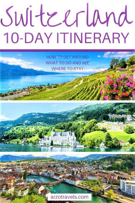 Switzerland is my favorite destination - and once you visit you will find out why it is so amazing. 10 days is surely not enough for this beautiful country but with this 10-day Switzerland itinerary, you can see the best the country has to offer. Where to go and what to do - where to stay and more important Switzerland travel tips for your Switzerland vacation. I Best Switzerland Itinerary |10 days in Switzerland #inlovewithswitzerland Switzerland Places To Visit, Switzerland Travel Guide, Switzerland Itinerary, Switzerland Vacation, Swiss Travel, Visit Switzerland, Switzerland Travel, Destination Voyage, Europe Travel Guide