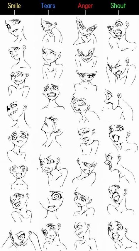 Expression References, Facial Expressions Drawing, Drawing Face Expressions, Drawing Faces, Drawing Expressions, Poses References, Guided Drawing, Face Expressions, Anime Drawings Tutorials