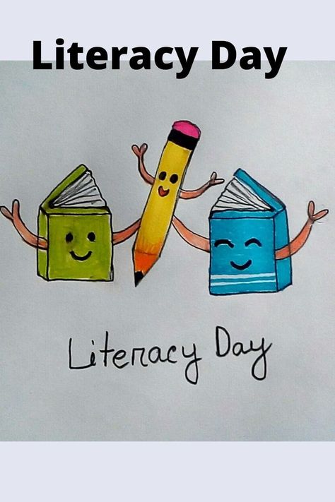 World Literacy Day Poster Drawing | Literacy Day Drawing | Rupar Rong Pencil World Literacy Day Posters, Literacy Day Drawing, International Literacy Day Poster, Literacy Day Poster, Poster Drawing Ideas, World Literacy Day, Kindergarten Classroom Themes, World Chocolate Day, International Literacy Day