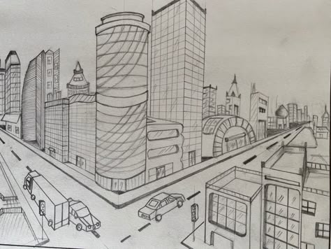 2 Perspective City Drawing, 2 Point Prespective Sketches Building, 2 Point Perspective Cityscape, Futuristic Cityscape Drawing, One Point Prespective Sketches City, 1pt Perspective Drawings, 2point Perspective Drawings City, Futuristic City Drawing Easy, City Sketch Pencil Easy