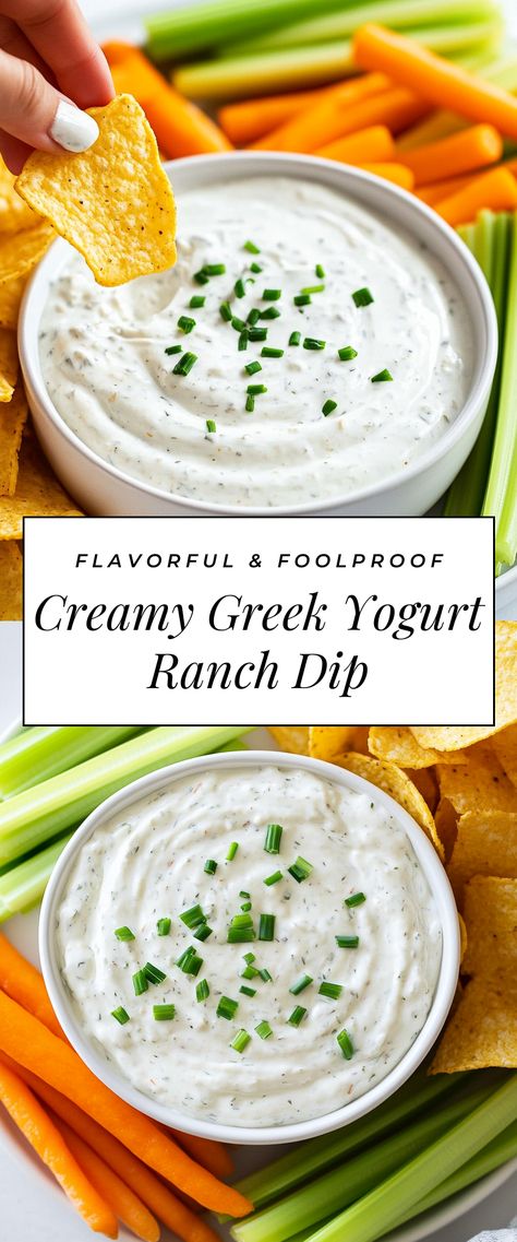 Image for Creamy Greek Yogurt Ranch Dip Yogurt Based Dips, Yogurt Ranch Dip, Yogurt Dips, Greek Yogurt Ranch Dip, Yogurt Ranch, Greek Yogurt Ranch, Ranch Dip Recipe, Garlic Seasoning, Yogurt Dip