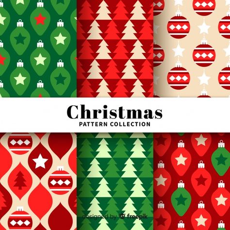 Lovely christmas pattern collection with flat design Free Vector | Free Vector #Freepik #vector #freebackground #freepattern #freechristmas #freechristmas-card Holiday Packaging Design, Christmas Wrapper, Christmas Graphic Design, Merry Christmas Background, Graphic Design Cards, Graphic Motif, Christmas Patterns, Christmas Graphics, Christmas Post