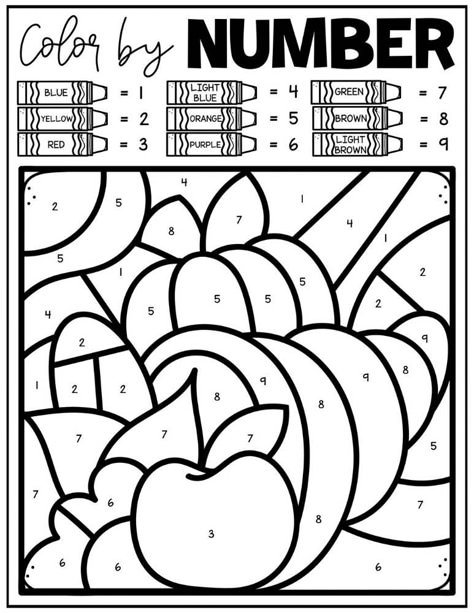 thanksgiving color by number November Worksheets, Fall Preschool Worksheets, Thanksgiving Board, Thanksgiving Activities For Kindergarten, Fall Coloring Sheets, Fall Worksheets, Preschool Names, Sight Word Coloring, Thanksgiving Kindergarten