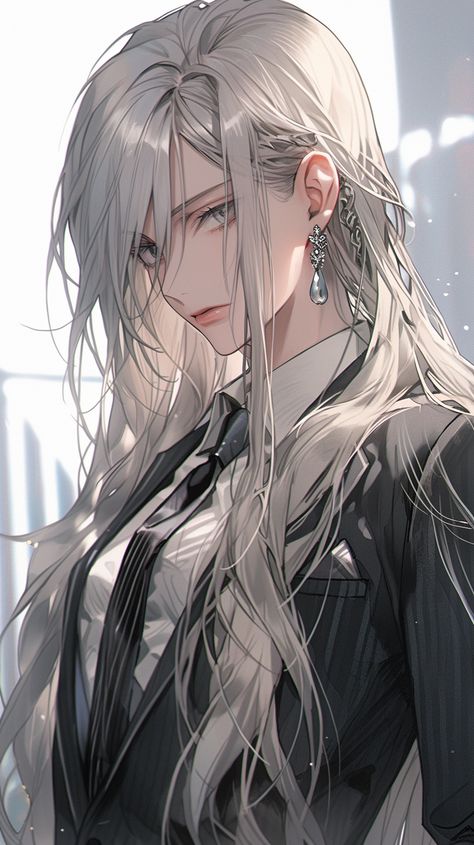 Silver Hair Green Eyes Anime, Anime Woman White Hair Long, White Haired Woman Anime, Black And White Hair Anime Female, Silver Haired Anime Woman, Grey Hair Anime Female, Silver Hair Anime Female, Anime Female With White Hair, Anime Silver Hair