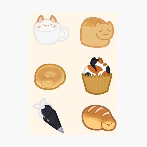 Get my art printed on awesome products. Support me at Redbubble #RBandME: https://www.redbubble.com/i/photographic-print/Cute-Cat-Bakery-by-Nabibibi/55228081.6Q0TX?asc=u Cat Bakery, Picnic Birthday, Cat Treats, Cafe Interior, Create Image, Stranger Things, Top Artists, Cute Cat, Art Ideas