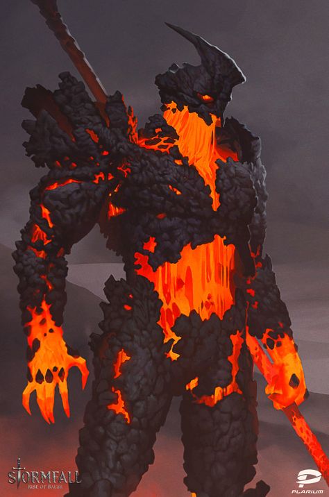 ArtStation - Lava spirit, i Asimov Lava Elemental, Burning Background, Lava Monster, Legends And Myths, Fantasy Beasts, 다크 판타지, Monster Concept Art, Fantasy Monster, Mythical Creatures Art