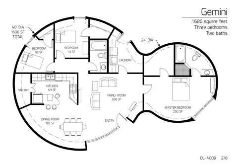 1,686 square feet Three bedrooms Two baths Alternative House, Earthbag House, Cob House Plans, Monolithic Dome Homes, Round House Plans, Yurt Home, Dome Homes, Silo House, Earth Bag Homes