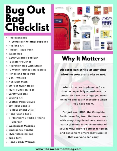 Learn what to pack in a bug out bag for emergencies and make sure you're ready for anything with our printable bug out bag checklist! Emergency Go Bag, Bug Out Bag Checklist, 1000 Lifehacks, Emergency Binder, Emergency Prepardness, Bag Checklist, Doomsday Prepping, Emergency Survival Kit, Emergency Preparedness Kit