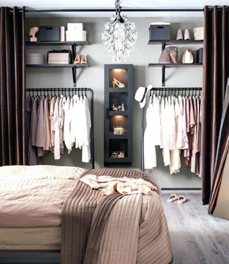 Open Closet, Konmari Method, Small Closets, Closet Organization Diy, No Closet, Bedroom Wardrobe, Trendy Bedroom, Closet Ideas, Living Room Decor Apartment