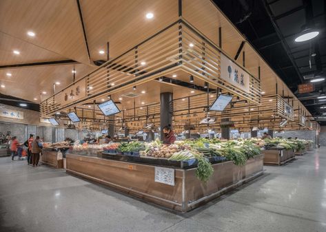 Farmers Market Interior Design, Farmers Market Building, Modern Market Design, Public Market Design, Market Architecture Design, Market Place Design, Market Interior Design, Triangle Elements, Market Architecture