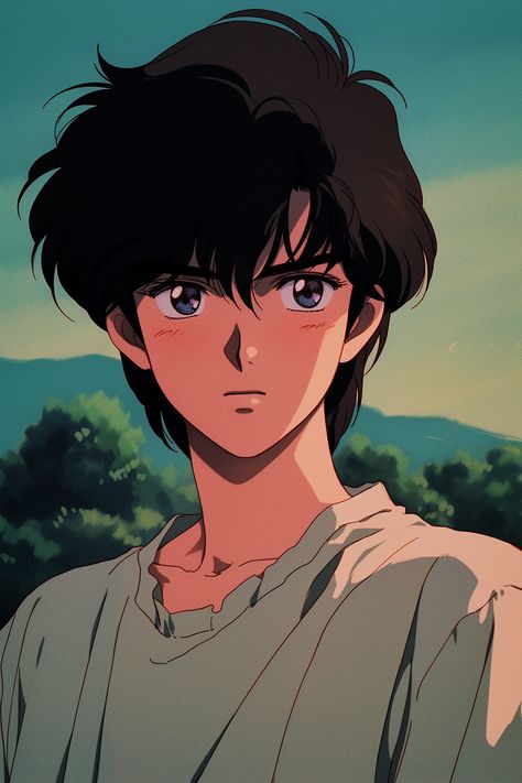 Retro Anime Character, Anime Style Portrait, 90s Anime Drawing, 80 Anime Aesthetic, 90s Style Anime Art, 90s Anime Characters, Old Anime Drawing, Old Japanese Anime, 80s Style Anime