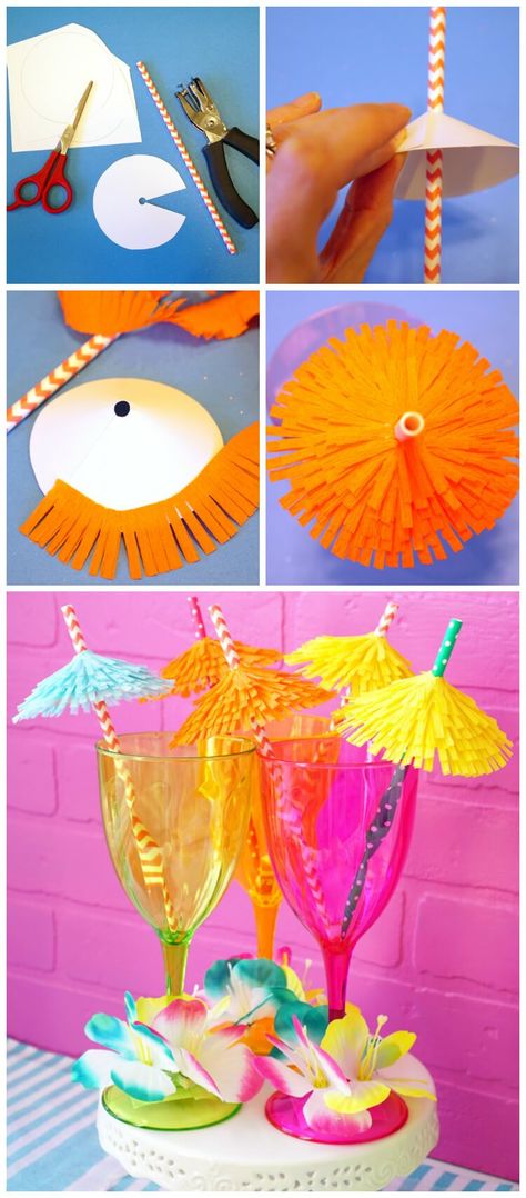 Hawai Party, Tropisk Fest, Summer Party Diy, Diy Cocktail Bar, Tiki Drink, Drink Umbrellas, Tropical Birthday Party, Aloha Party, Hawaiian Party Decorations