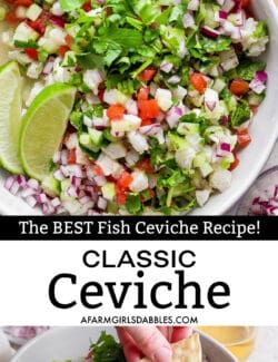 Classic Ceviche | The Best Fish Ceviche Recipe! Scallops Ceviche Recipe, Ceviche Recipe Tilapia, Civeche Recipe Fish, Salmon Civeche Recipe, Snapper Ceviche Recipe, Mahi Ceviche Recipe, Fish And Shrimp Ceviche Recipe, Seabass Ceviche Recipe, Mahi Mahi Ceviche