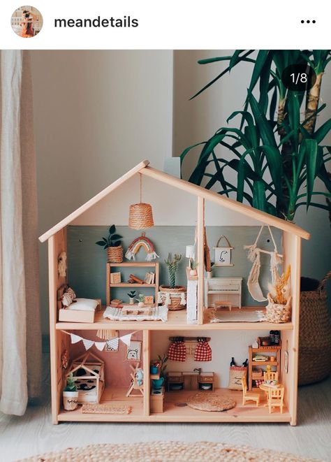 Unisex Doll House, Dollhouse Play Area, Homemade Wooden Doll House, Wooden Dolls House, Montessori Doll House, Handmade Doll House Ideas, Home Made Dolls House, Doll House Inspiration, Homemade Doll House