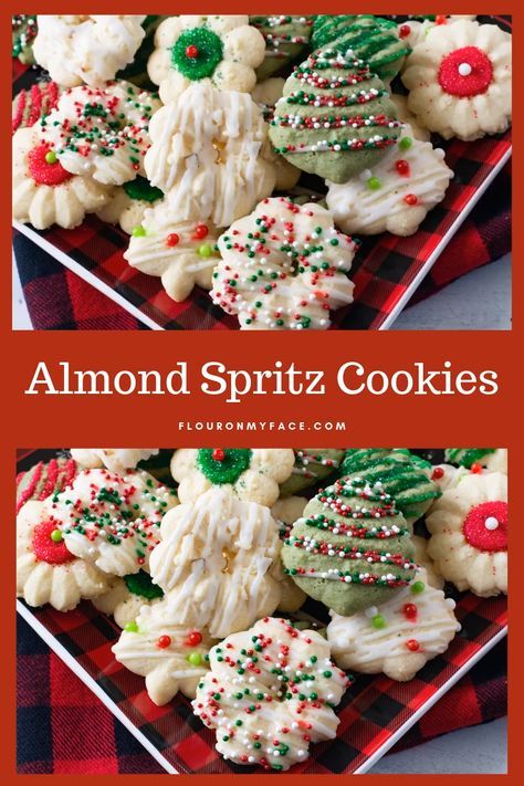 Almond Spritz Cookies, Spritz Cookie Press, Spritz Cookie Recipe, Small Batch Cookies, Italian Cookie Recipes, Easy Christmas Cookie Recipes, Spritz Cookies, Almond Extract, Christmas Cookie Exchange