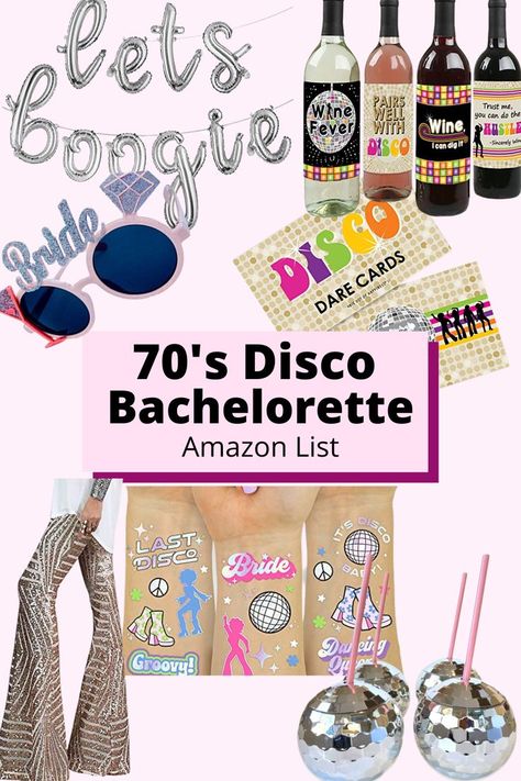 70s Bachelorette Party, Funny Bachelorette Games, Bachelor Party Themes, 70s Bachelorette, Disco Bachelorette Party, Bridal Shower Bachelorette Party Ideas, Boho Bachelorette, Amazon List, Bachelorette Theme