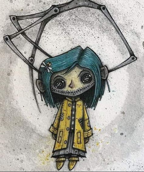 Coraline Tattoo. Coraline Tattoo, Coraline Art, Scary Drawings, Horror Drawing, Arte Doodle, Tim Burton Art, Halloween Tattoo, Halloween Illustration, Halloween Drawings