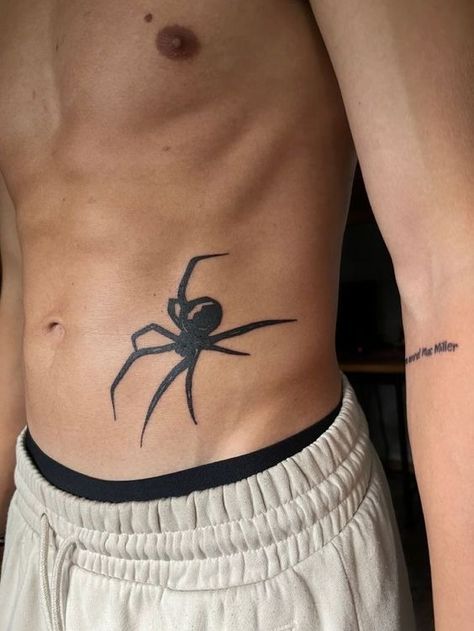 Hip Tattoo Designs Men, Men Hip Tattoo, Scatter Tattoos, Abs Tattoo Men, Men’s Shoulder Tattoo Ideas, Tattoo Ideas Spider, Spider Tattoo Men, Chest Tats Men, V Line Tattoo