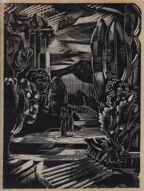 Paul Nash Untitled Woodcut Art, Relief Printing, Woodcuts Prints, Relief Print, Australian Art, The Grove, Lino Print, Linocut Prints, Tree Print