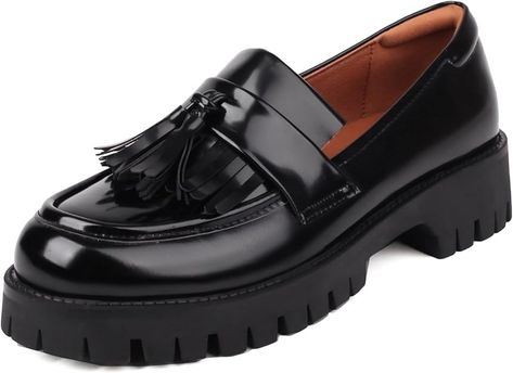 Amazon.com | Latasa Loafers for Women Platform Chunky Lug Sole Comfort Slip-on Causal Work Loafer Shoes (7, Tassle) | Loafers & Slip-Ons Platform Loafers, Lug Sole, Loafers For Women, Slip Ons, Loafer Shoes, Shoes Jewelry, Shoe Jewelry, Loafers, Slip On