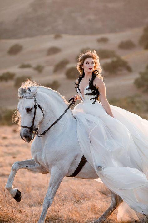 Woman Riding Horse, Horse Photography Poses, Equestrian Wedding, Horse Dress, Fantasy Horses, Princess Photo, Equine Photographer, Fairytale Photography, Estilo Country