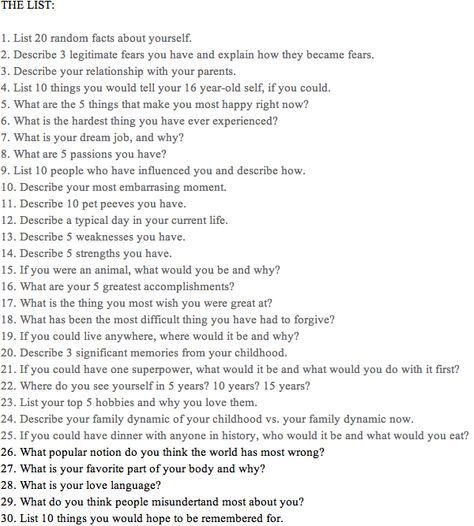 A list of 30 things you could reveal about yourself on a... date, road trip, a shower.. and so on! Questions To Ask On A Road Trip, Questions To Ask People, Questions To Get To Know Someone, Know Myself, Fun Questions, Conversation Topics, Fun Questions To Ask, Getting To Know Someone, Relationship Questions