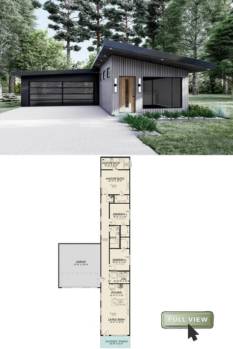 Small house plans Small Narrow House Design Floor Plans, 3 Bedroom Mini Home, Long Container House, Narrow House Plans One Story, Long House Layout Floor Plans, Single Story Narrow House Floor Plans, Small Long House Floor Plans, Narrow Long House Design, Narrow Lot Barndominium Ideas