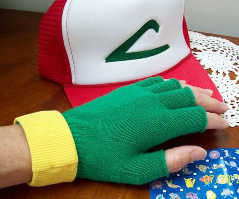 Pokemon Ash Cosplay Costume Ash Ketchum Costume, Pokemon Trainer Costume, Ash Ketchum Cosplay, Pokemon Trainer Ash, Pokemon Ash Ketchum, Pokemon Costumes, Pokémon Party, Green Gloves, Ash Pokemon