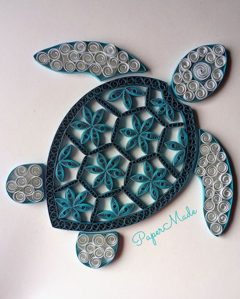 Quilling Ideas Animals, Quilled Turtle, Quilling Templates Free Printable, Quilling Ocean, Quilling Turtle, Paper Coiling, Paper Quilling Animals, 3d Quilling Ideas, Quilling Painting