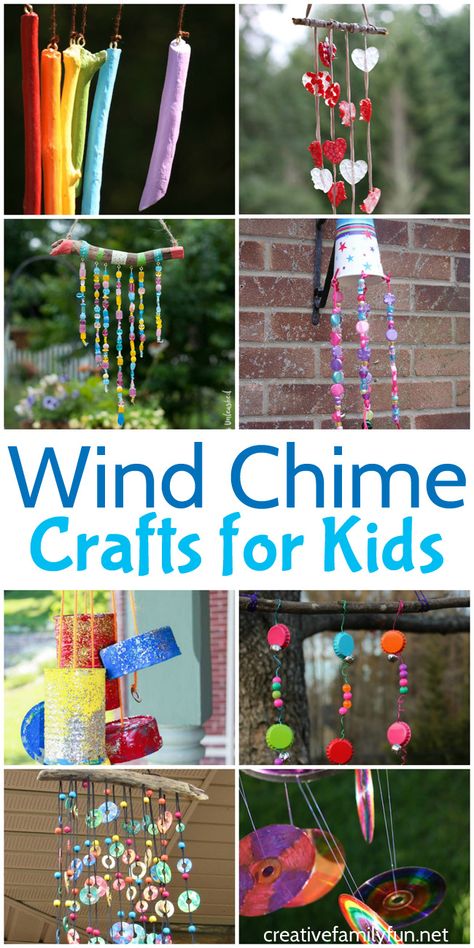 Decorate your outdoor spaces with one of these beautiful and colorful Wind Chime Crafts for Kids. Many of these crafts use recycled materials and are easy to make. Eyfs Recycling, Recycling Eyfs, Recycling For Kids, Recycling Activities, Wind Chimes Homemade, Recycled Crafts Kids, Wind Chimes Craft, Outdoor Crafts, Easy Arts And Crafts