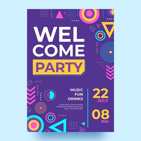 Fun Flyer Design, Welcome Party, Dance Poster, Poster Abstract, Welcome Poster, Party Poster, Welcome To The Party, Party Fun, Office Parties