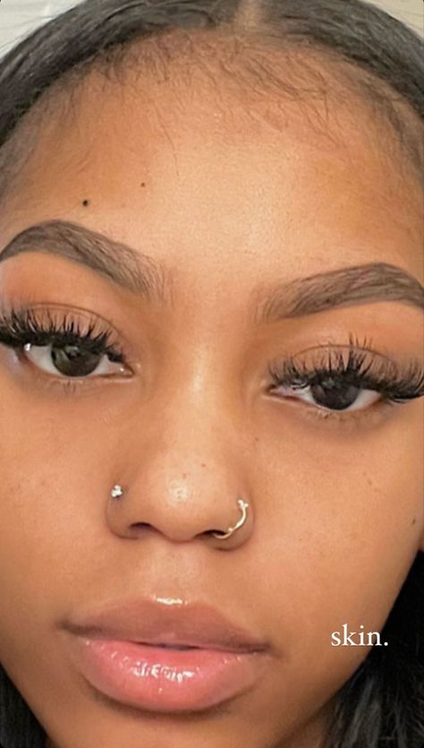 Baddie With Nose Piercing, Pierced Ears Black Women, Nose Piercing Small Noses, Two Nose Rings On Both Sides, 2 Side Nose Piercing, Hoop And Stud Nose Piercing Both Sides, Two Side Nose Piercing, Nose Pericings Both Sides, Both Side Nose Piercing