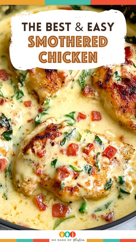 Chicken With Gravy Recipes, Smothered Chicken Crockpot, Chicken Fillet Recipes Easy, Crockpot Smothered Chicken, Smothered Chicken With Gravy, Smothered Chicken Breast, Easy Smothered Chicken, Smothered Chicken Recipe, Chicken Fillet Recipes