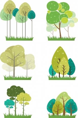 Cartoon Outline, Tree Icons, Flat Colour Design, Tree Symbol, Collection Illustration, Illustration Nature, Tree Icon, Flat Vector Illustration, Seni Dan Kraf