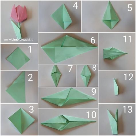 Sticky Note Crafts, Tulip Origami, Sticky Note Origami, Creative Origami, Tutorial Origami, Notes Craft, Cute Origami, Origami Patterns, Instruções Origami