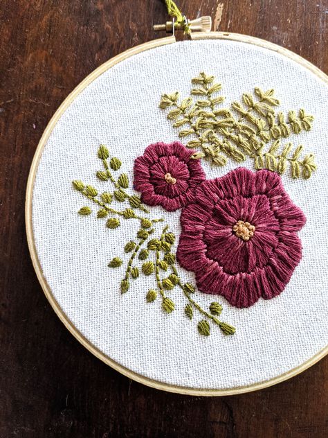 Embroidery Flower Stitches, Big Flower Embroidery, Flower Stitches, Hand Stitch Embroidery, Art Rooms, Handmade Embroidery Designs, Embroidery Tutorial, Hand Stitch, Hand Embroidery Flowers