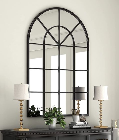 Amazon.com: Arched Window Finished Metal Mirror, 32×45.6" Wall Mirror Windowpane Decoration for Living Room Bedroom Bathroom : Home & Kitchen Cathedral Mirror, Arched Window Mirror, Mirror Decor Living Room, Entryway Mirror, French Dressing, Fireplace Mirror, Arched Mirror, Entryway Wall, Arch Mirror