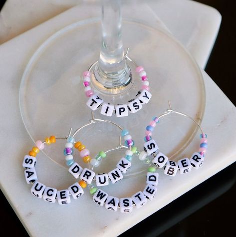 Wine Charms Diy, Funny Housewarming Gift, Wine Markers, Drink Marker, Glass Charms, Wine Glass Charms, Craft Night, Diy Wine, Bach Party