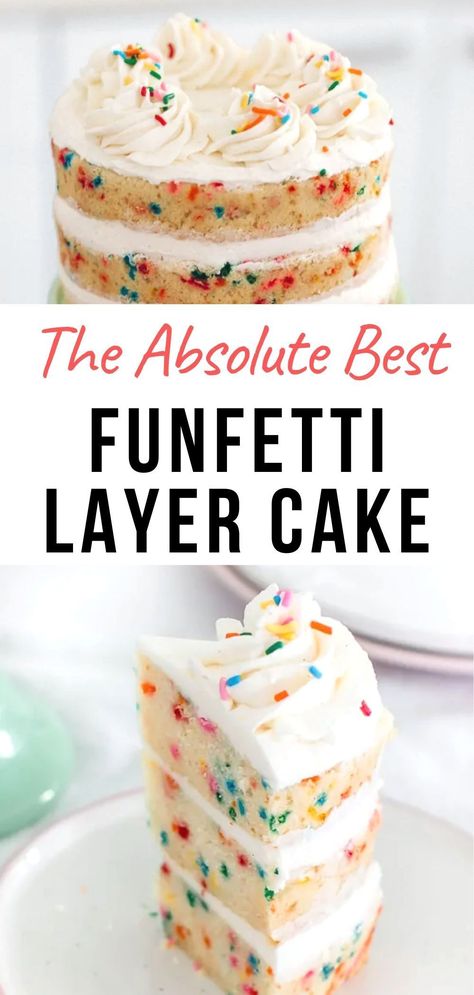 How To Make Birthday Cake At Home, Homemade Cake Flavors, Fun Fetti Cake Recipe, Funfetti Cake From Scratch, Best Funfetti Cake, Funfetti Layer Cake, Homemade Funfetti Cake, Funfetti Cake Recipe, Confetti Cake Recipes