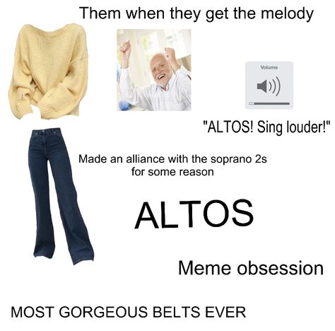 Chorus Memes Funny, Choir Humor Alto, Choir Kid Aesthetic, Choir Problems, Choir Humor, High School Choir, Band Jokes, Choir Music, Music Jokes