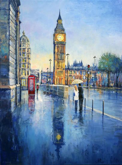 Buy London Rainy Street - Painting from Behshad Arjomandi for 1.100,00 EUR on Artelista.com, with free shipping and return worldwide London Painting, Dream Painting, Abstract City, City Painting, Simple Acrylic Paintings, Gcse Art, London Art, Oil Painting Abstract, Pablo Picasso