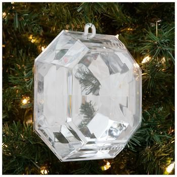 Dimensions: 6.38" H x 5.63" W x 3" D Material: Plastic Color: Clear & Silver Quantity: 1 Make sure your tree is sparkling with sensational seasonal style by displaying this Large Jewel Ornament. This dazzling ornament is shaped like a cushion cut jewel with faceted sides and a glossy finish. The top is clear to reflect the mesmerizing silver backing. Hang this ornament by the silver string next to brilliant Christmas lights for a mesmerizing display! Jewel Christmas Tree, Gem Ornaments, Jeweled Christmas Ornaments, Jewel Ornaments, Jeweled Christmas Trees, Jeweled Christmas, Acrylic Gems, Mirror Ornaments, White Christmas Tree