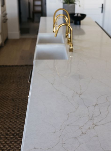 Sereno Gold - Vadara Quartz Surfaces Quartz Countertop With Gold Veining, Sereno Gold Quartz Countertop, Calcatta Quartz Countertop, Adagio Gold Quartz Countertops, Quartz Countertops Gold Vein, Sereno Gold Quartz, Serrano Gold Quartz, Vadara Quartz Sereno Gold Countertops, Calcutta Gold Quartz Countertops