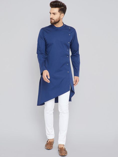 See Designs Men Blue Solid Straight Kurta - | 1124 Short Kurta For Men, Boys Kurta Design, Design Kurta, Wedding Kurta For Men, Kurta Pajama Men, Groom Dress Men, Gents Kurta Design, Gents Kurta, Kurta Men