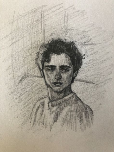 Timothee Chalamet Drawing Pencil, Timothee Sketch, Timothee Chalamet Drawing Sketch, Timothee Drawing, Cmbyn Drawing, Timothee Chalamet Drawing, Sketchbook Ideas Easy, Pencil Sketches, Grunge Art