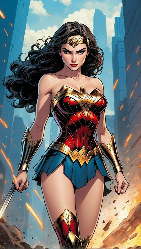 Female Swordsman, Wonder Woman Fan Art, Wonder Woman Drawing, Wonder Woman Artwork, Dc Comics Girls, Wonder Woman Art, Gal Gadot Wonder Woman, Female Superhero, Superman Wonder Woman