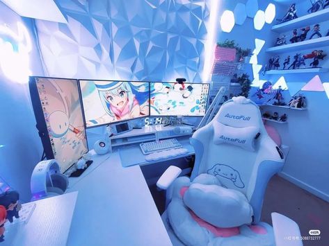 Artist Setup, Gamers Bedroom, Cozy Kawaii, Kawaii Office, Gaming Ideas, Small Game Rooms, Gaming Rooms, Gaming Desk Setup, Game Aesthetic